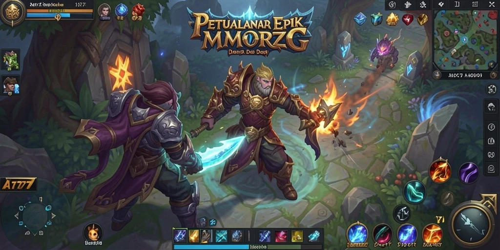 Tampilan screenshot gameplay petualangan MMORPG yang epik.