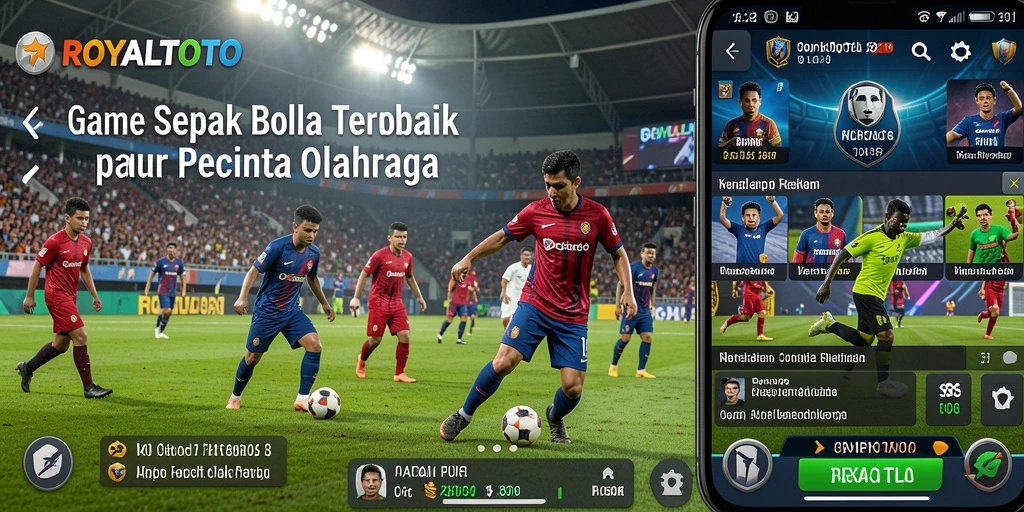 Tampilan gameplay mendebarkan dari ROYALTOTO, lengkap dengan aksi sepak bola intens.