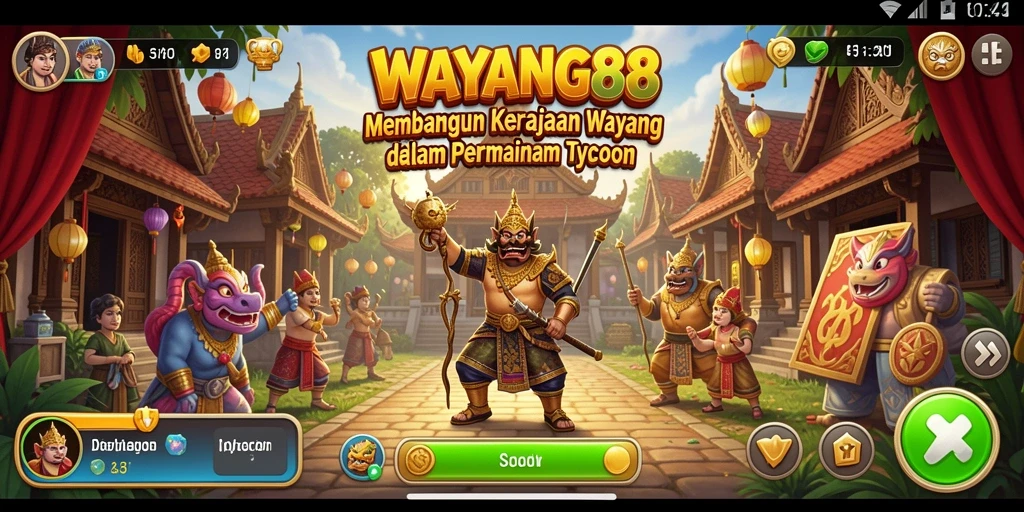 Screenshot gameplay WAYANG88 menampilkan pertunjukan wayang yang megah.